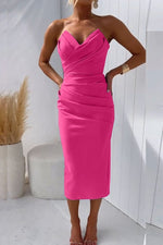 Marie Strapless Fitted Cocktail Midi Dress