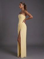 Annika Strapless Corset Ruched Maxi Dress