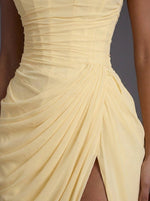 Annika Strapless Corset Ruched Maxi Dress