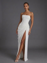 Annika Strapless Corset Ruched Maxi Dress