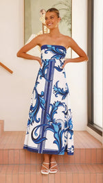Hannah Strapless Vintage Print Maxi Dress