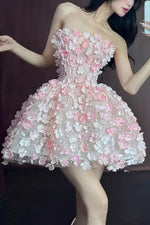 Frieda Strapless 3D Floral Balloon Skirt Dress