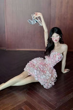 Frieda Strapless 3D Floral Balloon Skirt Dress