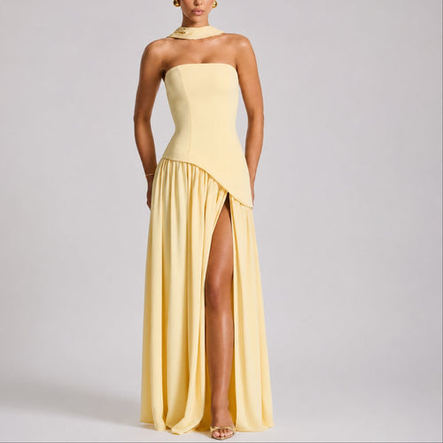 Charlotte Strapless Maxi Dress with Scarf