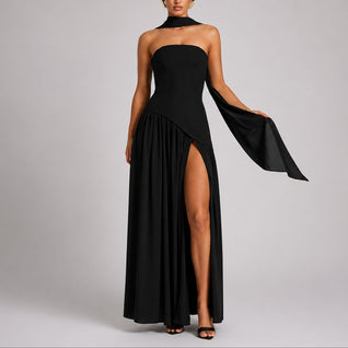 Charlotte Strapless Maxi Dress with Scarf