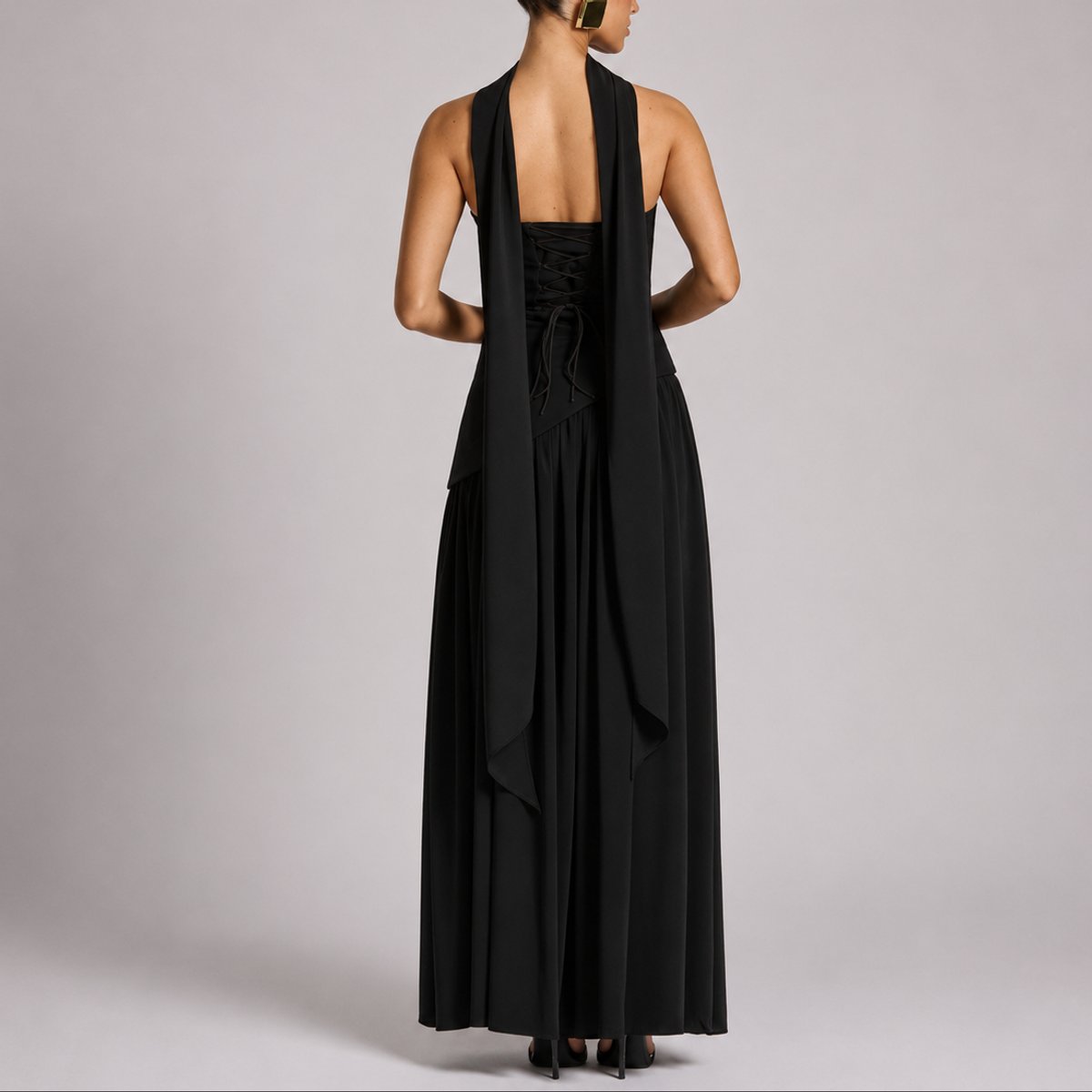 Charlotte Strapless Maxi Dress with Scarf