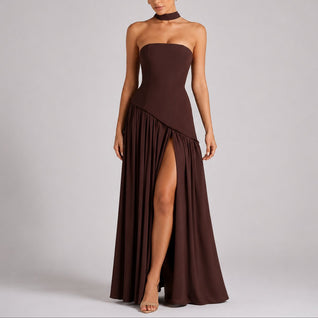 Charlotte Strapless Maxi Dress with Scarf