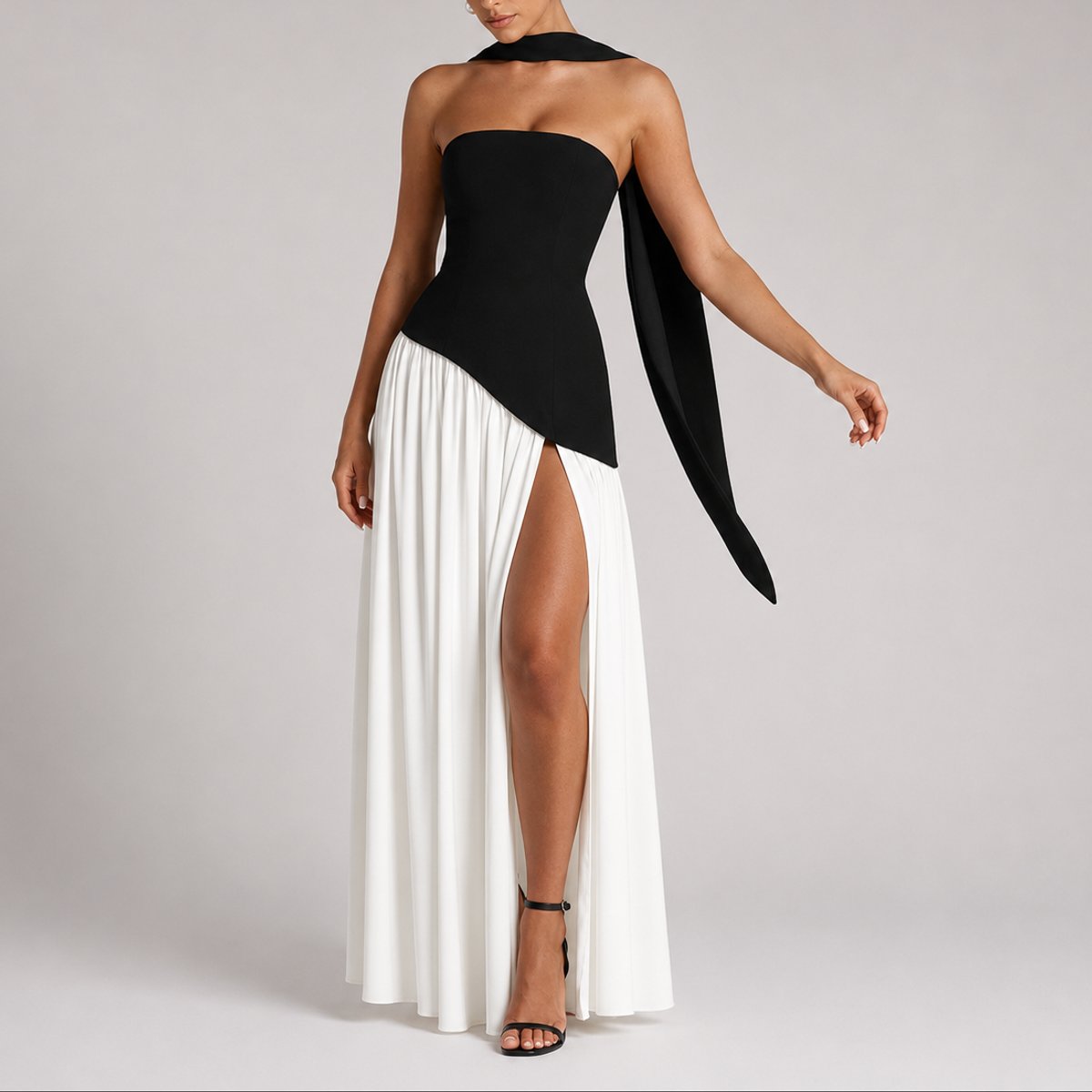 Charlotte Strapless Maxi Dress with Scarf