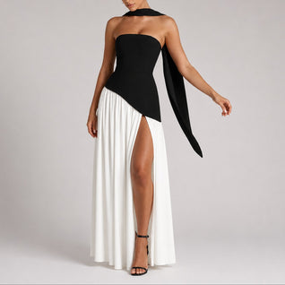 Charlotte Strapless Maxi Dress with Scarf