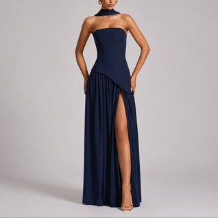 Charlotte Strapless Maxi Dress with Scarf