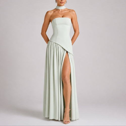 Charlotte Strapless Maxi Dress with Scarf