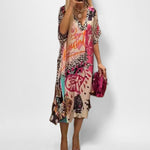 Marie Flowy Graphic Print V-Neck Tunic