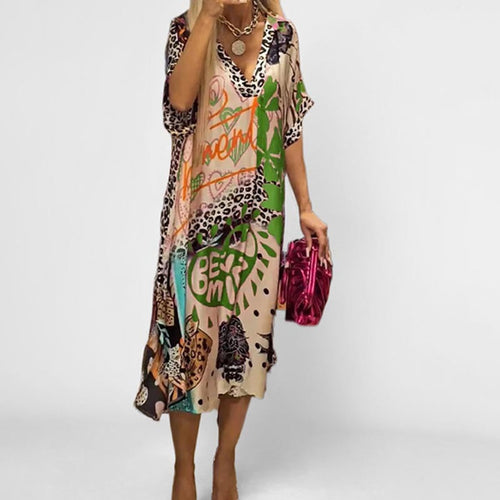 Marie Flowy Graphic Print V-Neck Tunic