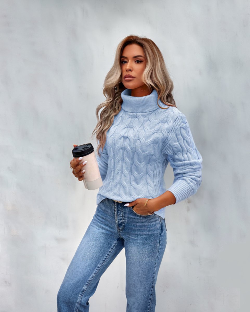 Marie Cable Knit Turtleneck Sweater