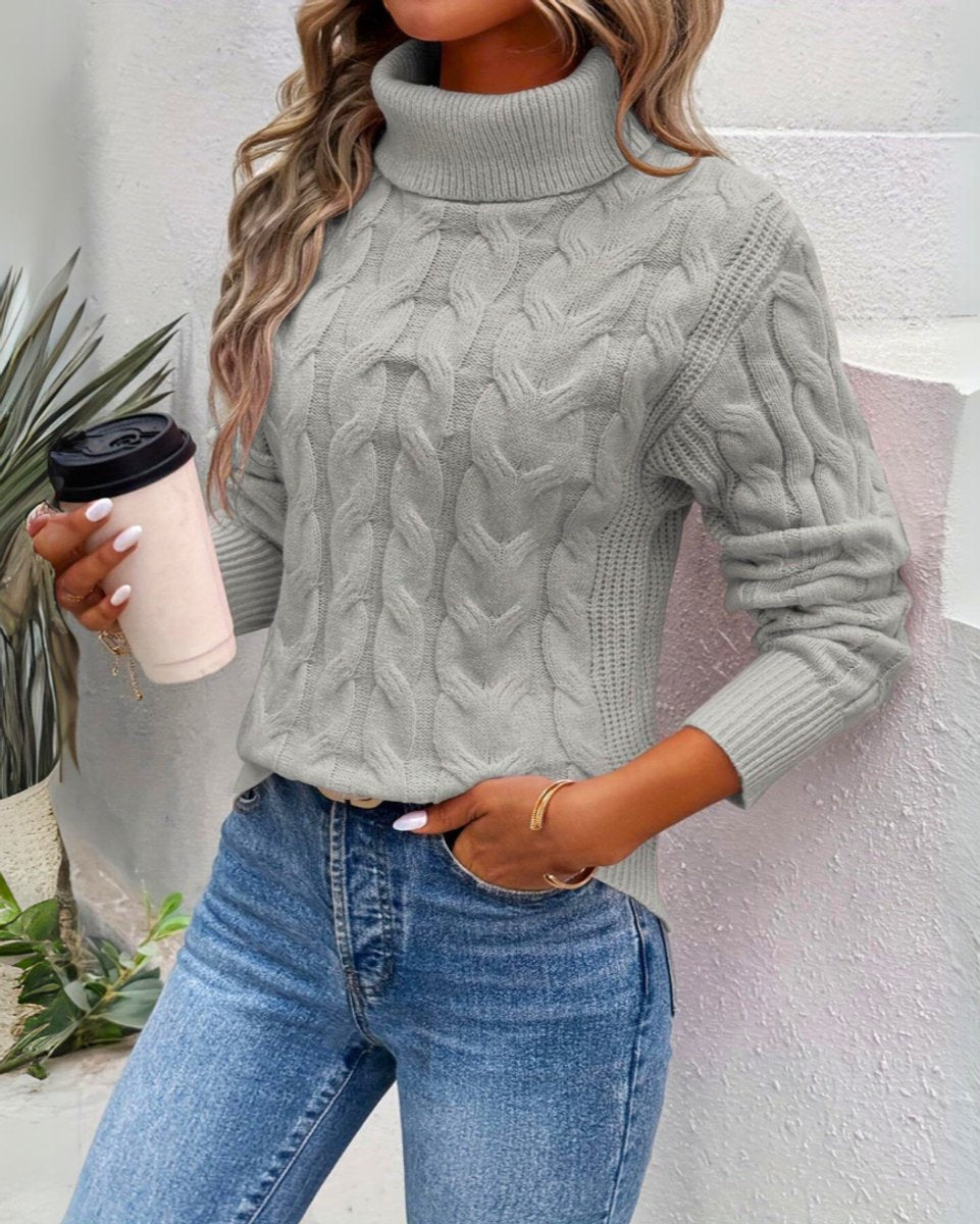 Marie Cable Knit Turtleneck Sweater