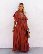 Hannah V-Neck Button-Front Maxi Dress