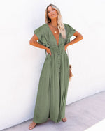 Hannah V-Neck Button-Front Maxi Dress