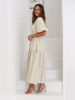 Emilia Puff Sleeve Smocked Waist Midi Dress