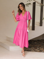 Emilia Puff Sleeve Smocked Waist Midi Dress