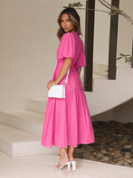Emilia Puff Sleeve Smocked Waist Midi Dress