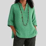 Leonie Relaxed-Fit V-Neck Tunic with 3/4 Sleeves
