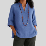 Leonie Relaxed-Fit V-Neck Tunic with 3/4 Sleeves