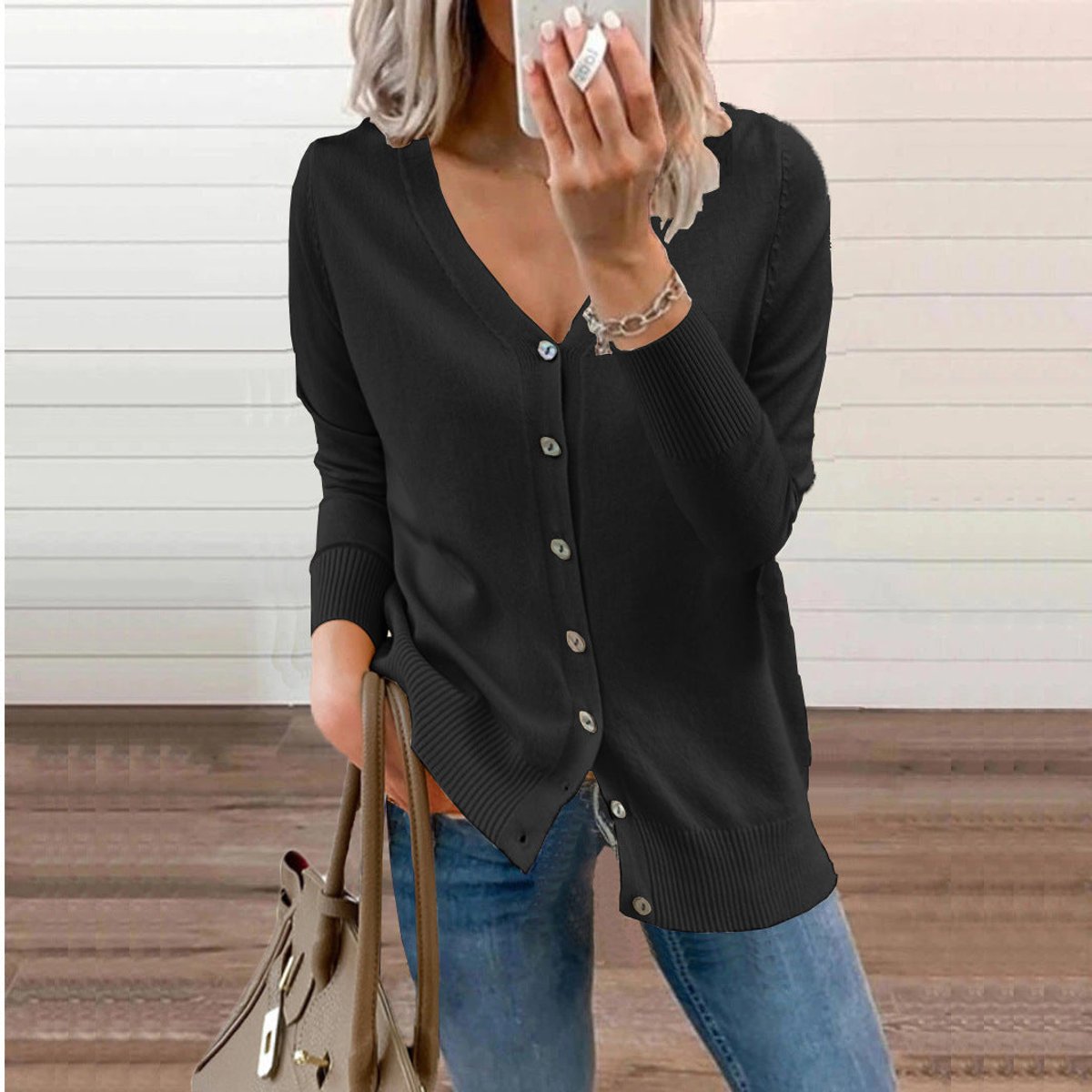 Amelie V-Neck Button-Front Cardigan