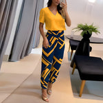 Elfriede V-Neck Wide-Leg Two-Piece Set with Short-Sleeve Top