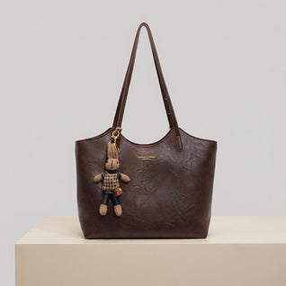 Mia Vegan Leather Tote Bag with Plush Charm