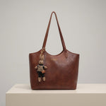 Mia Vegan Leather Tote Bag with Plush Charm