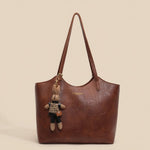 Mia Vegan Leather Tote Bag with Plush Charm