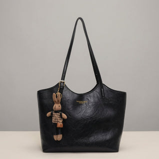 Mia Vegan Leather Tote Bag with Plush Charm