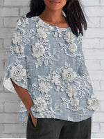 Elfriede Vintage Floral Embroidered Long-Sleeve Blouse