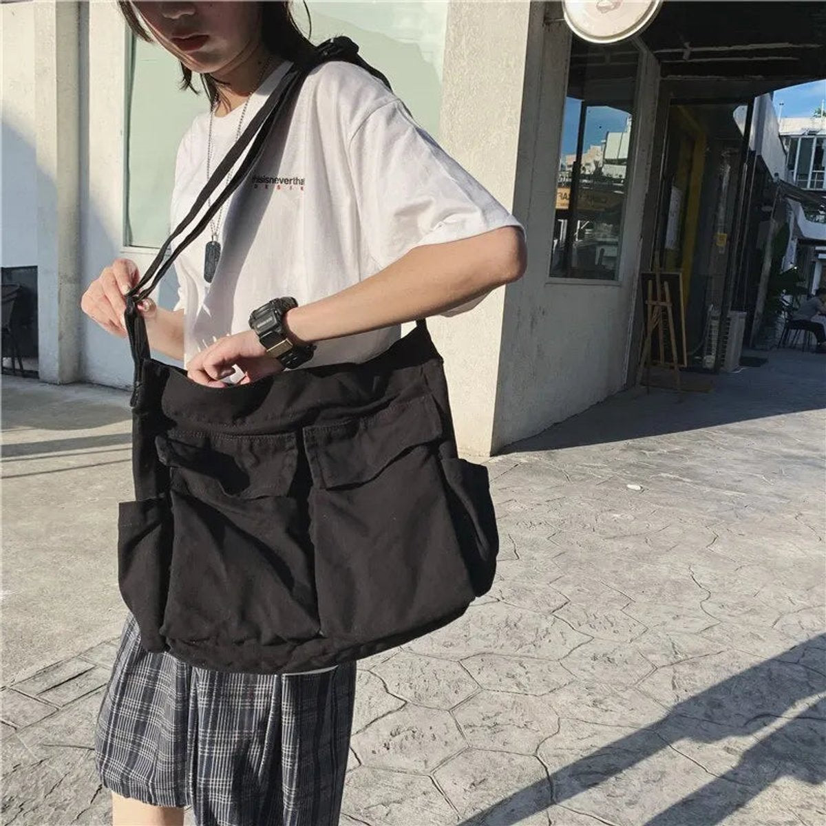 Emilia Vintage Canvas Tote Bag with Side Pockets