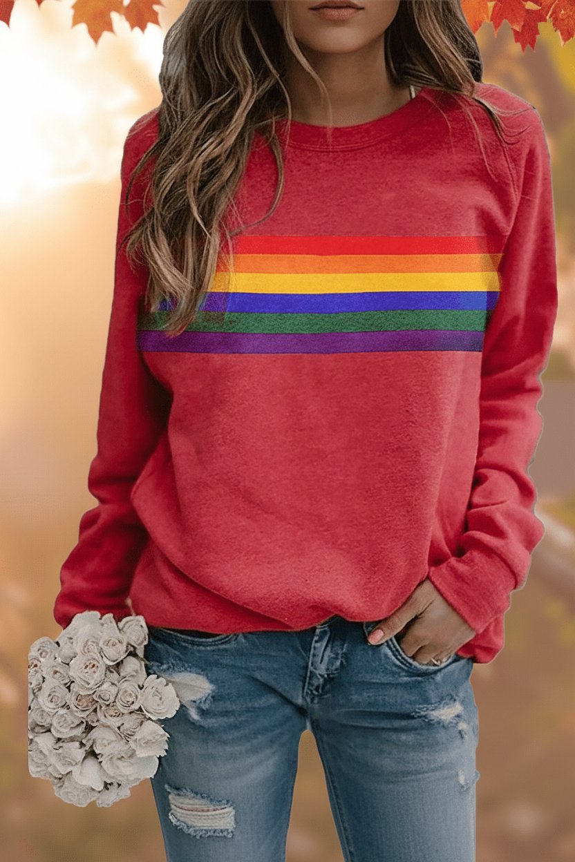 Clara Vintage Rainbow Stripe Sweatshirt