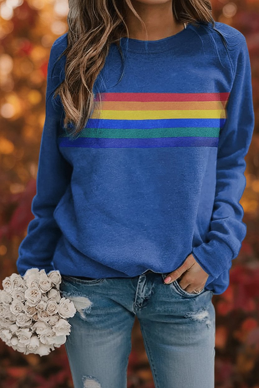 Clara Vintage Rainbow Stripe Sweatshirt