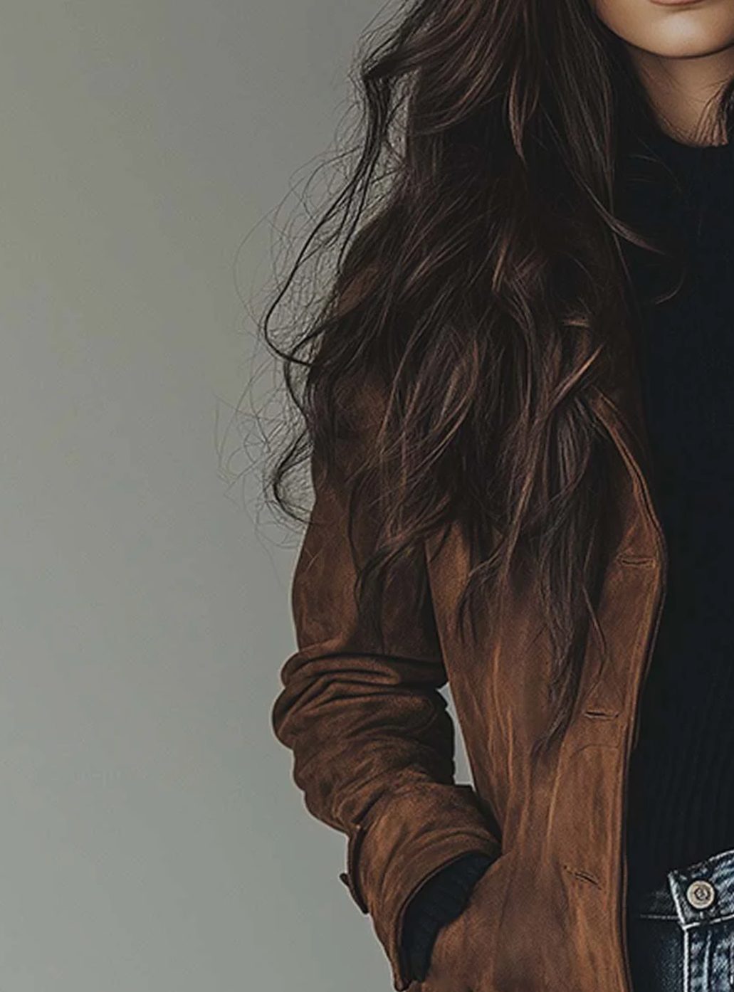 Lena Vintage Suede-Look Double-Breasted Trench Coat