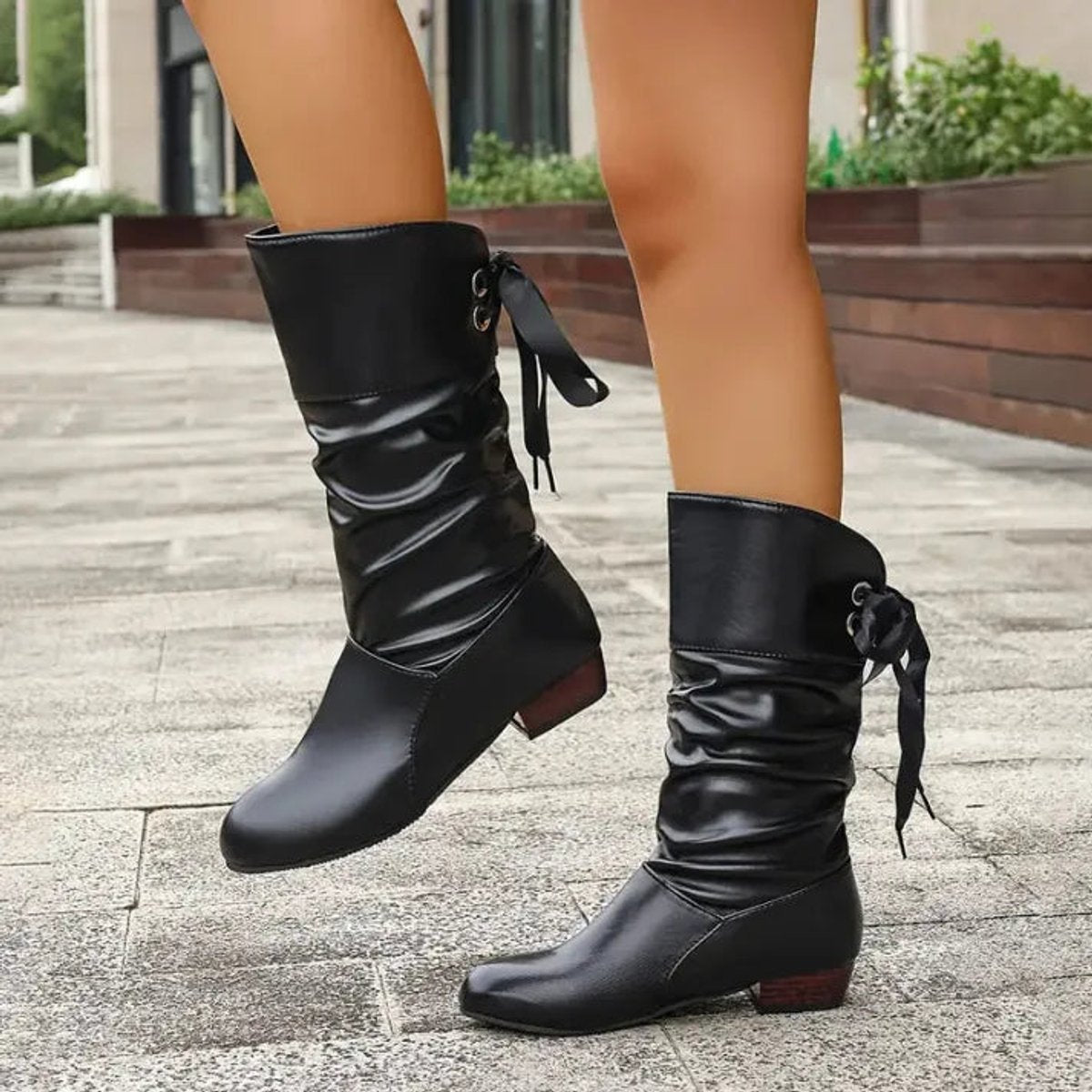 Marie Lace-Up Ankle Boots with Block Heel