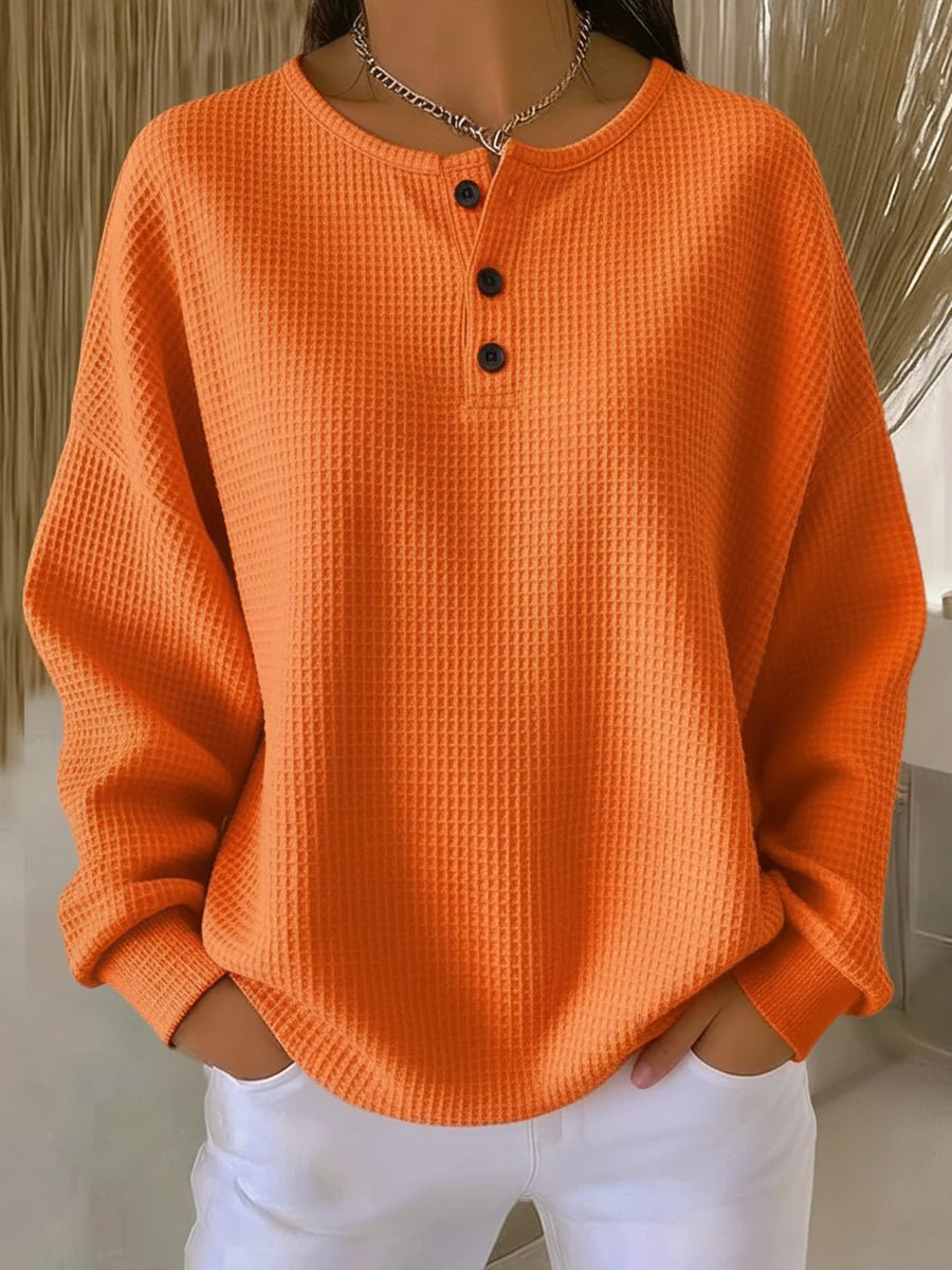 Elisabeth Oversized Waffle Henley Sweater