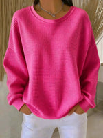 Mia Waffle Knit Oversized Crewneck Sweater