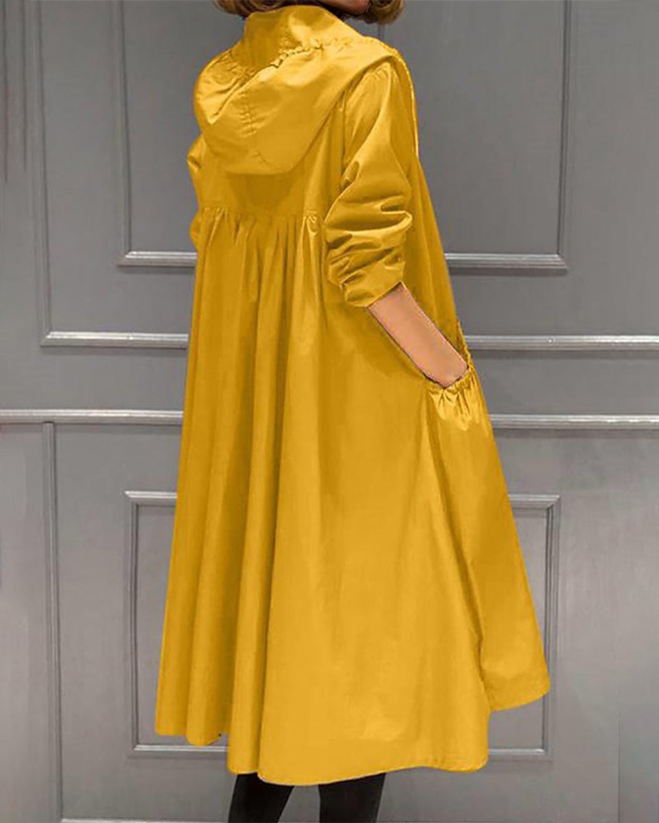 Charlotte Long Water-Resistant Hooded Trench Coat
