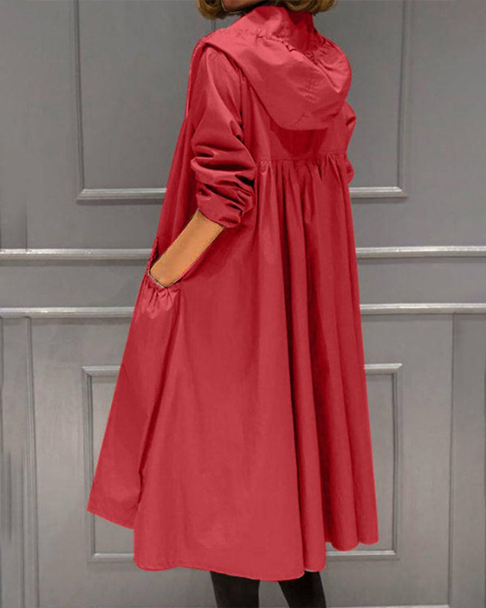 Charlotte Long Water-Resistant Hooded Trench Coat