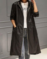 Charlotte Long Water-Resistant Hooded Trench Coat
