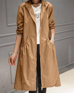 Charlotte Long Water-Resistant Hooded Trench Coat