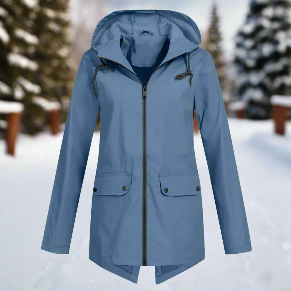 Emilia Hooded Rain Jacket with Zip Pockets