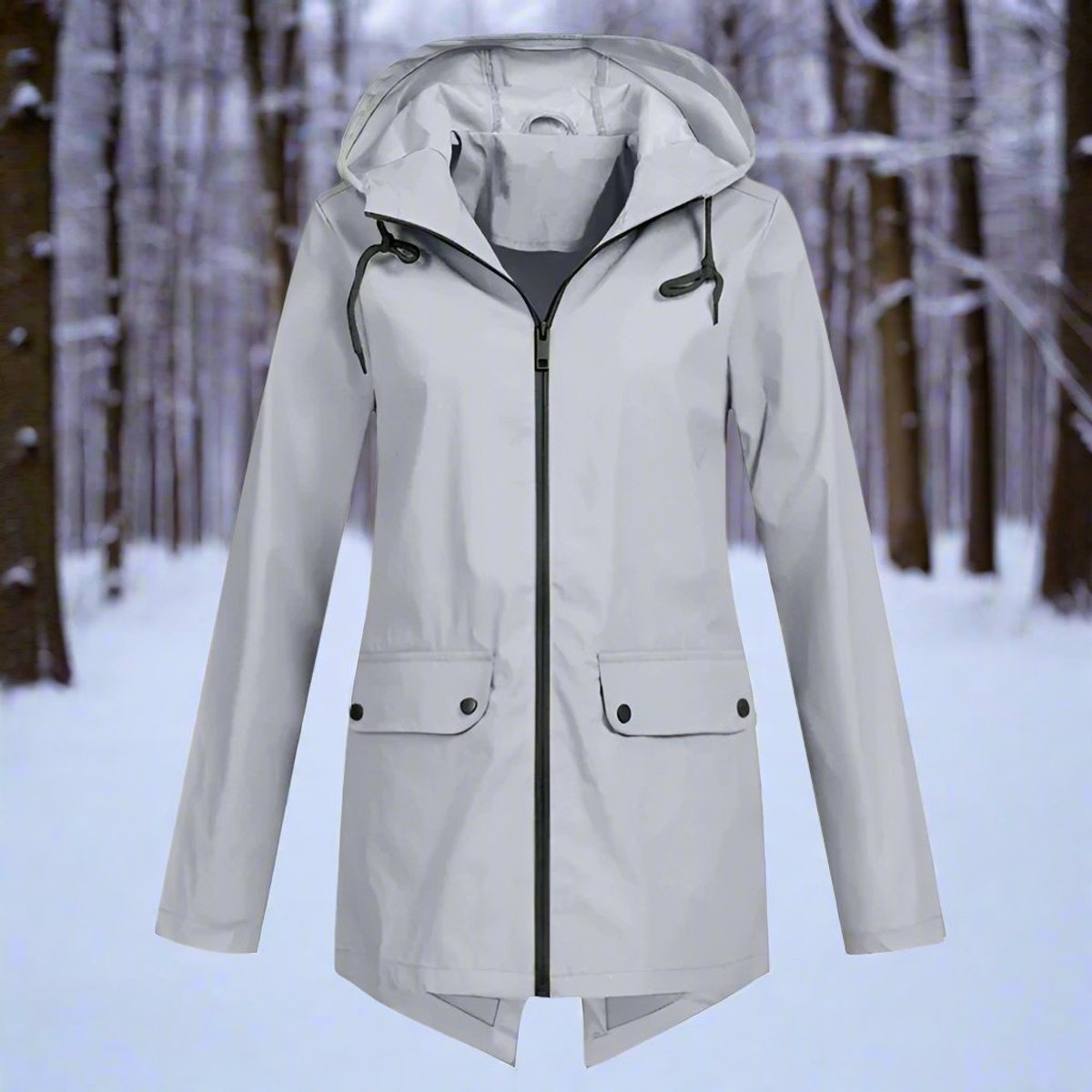 Emilia Hooded Rain Jacket with Zip Pockets