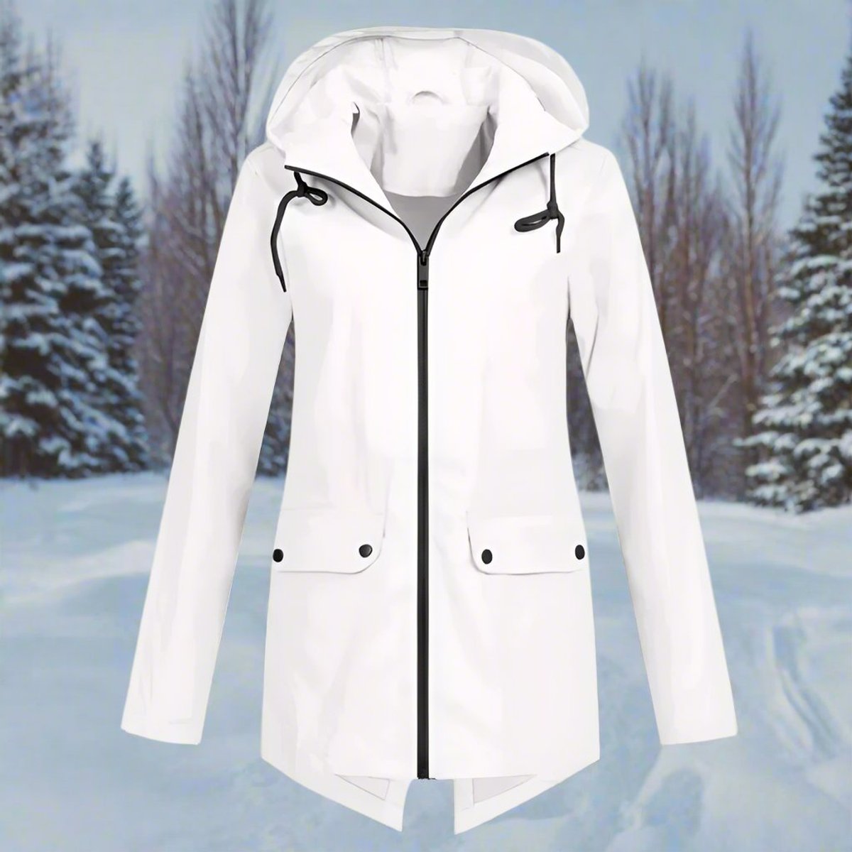 Emilia Hooded Rain Jacket with Zip Pockets