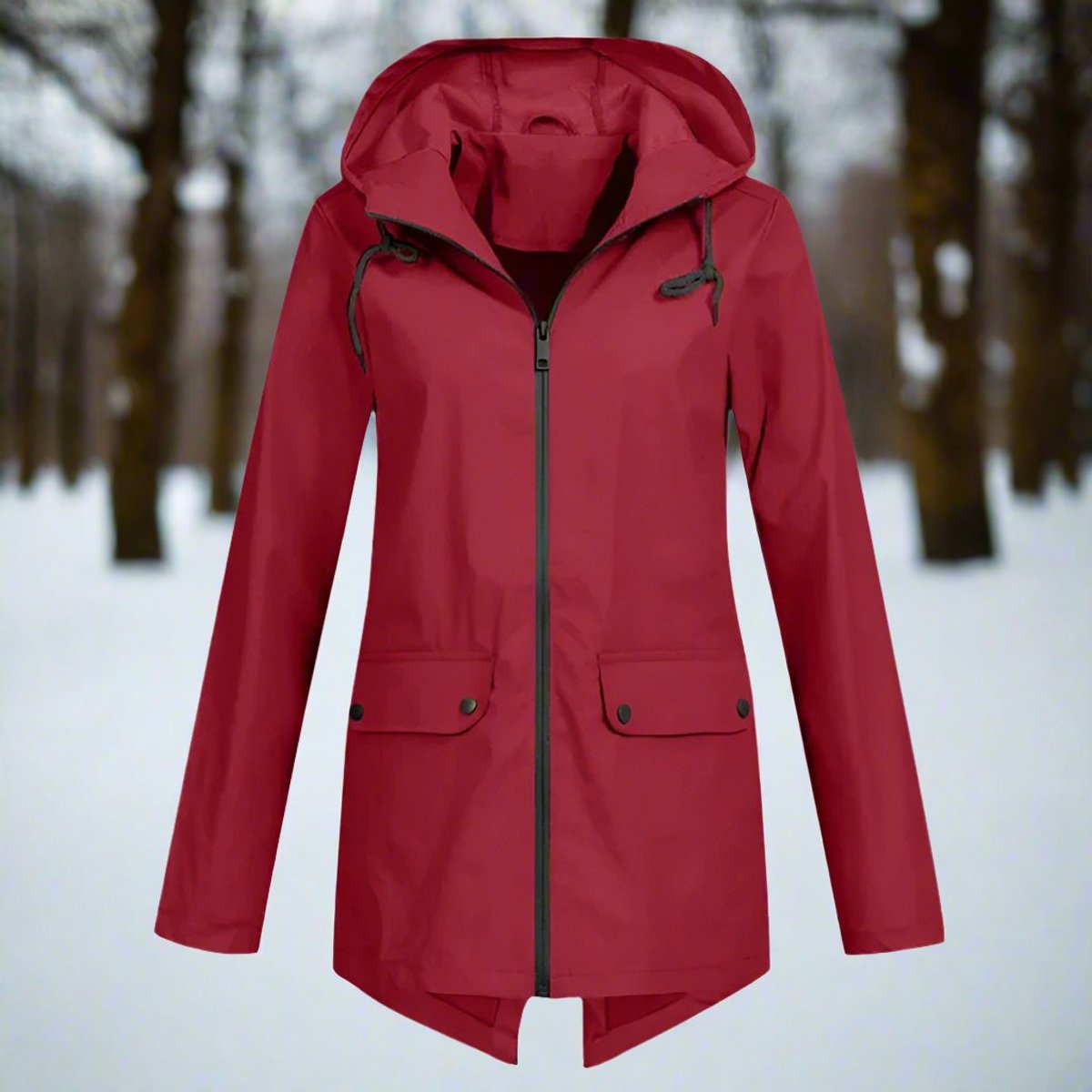 Emilia Hooded Rain Jacket with Zip Pockets