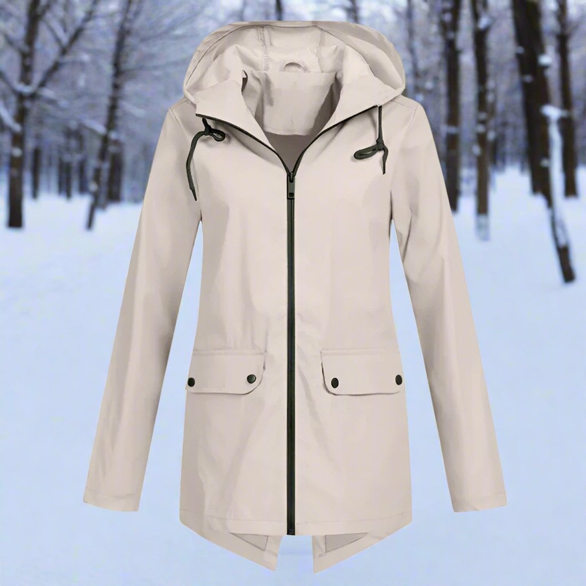 Emilia Hooded Rain Jacket with Zip Pockets