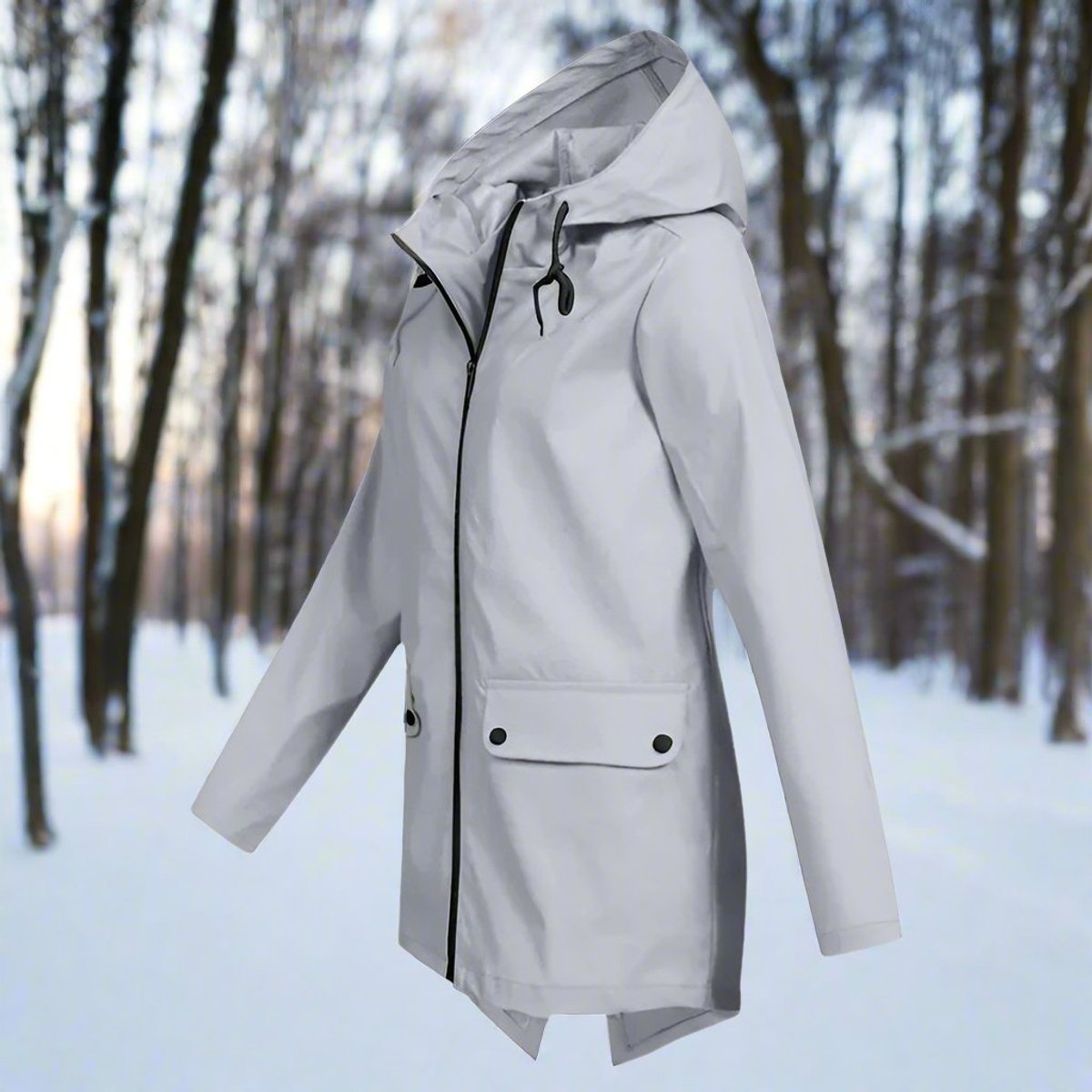 Emilia Hooded Rain Jacket with Zip Pockets